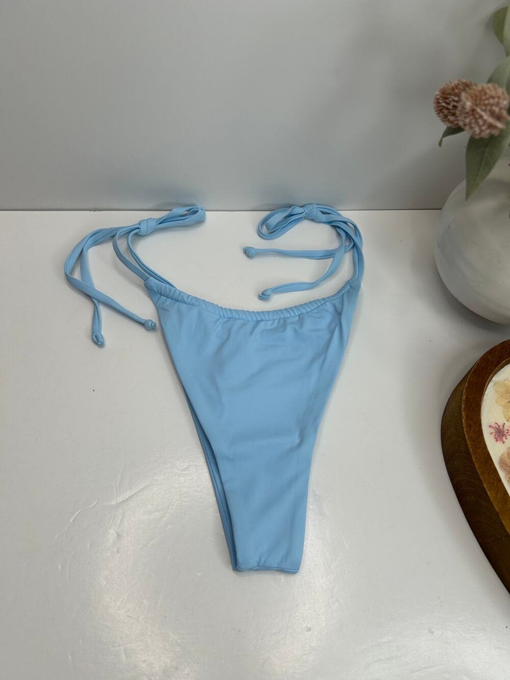 L*Space Robyn Bottom Tanga Bitsy Bikini Swim Bottom Sky Blue Women Medium NWT